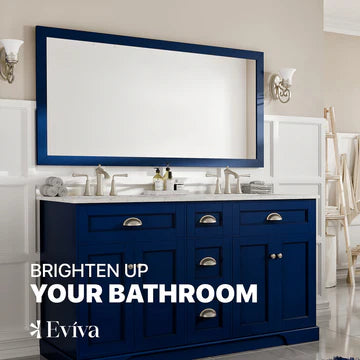 Eviva Acclaim 60"W x 30"H Rectangular Mirror with Blue Wooden Frame EVMR69-60X30BLU