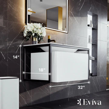 Modena 32"W x 18"D White Wall Mount Bathroom Vanity with White Solid Surface Countertop and Integrated Sink EVVN111-32WH