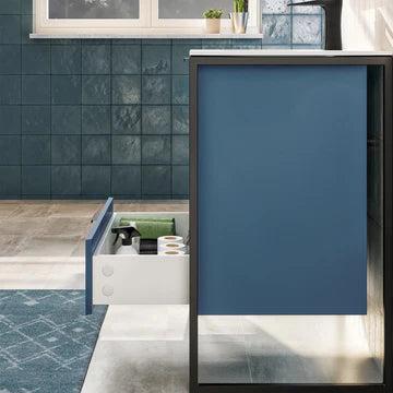 Moma 24"W x 18"D Blue Wall Mount Bathroom Vanity with White Solid Surface Countertop and Integrated Sink EVVN120-24BLU