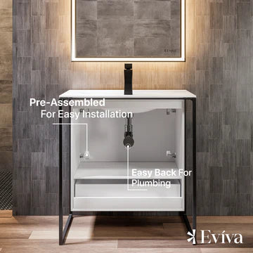 Moma 24"W x 18"D White Wall Mount Bathroom Vanity with White Solid Surface Countertop and Integrated Sink EVVN120-24WH