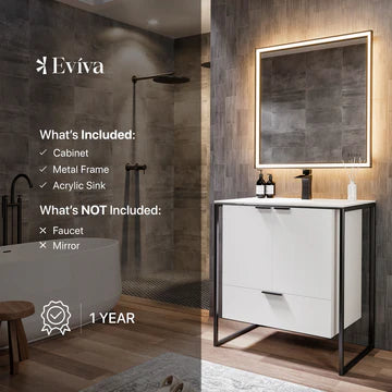 Moma 24"W x 18"D White Wall Mount Bathroom Vanity with White Solid Surface Countertop and Integrated Sink EVVN120-24WH