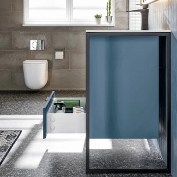 Moma 32"W x 18"D Blue Wall Mount Bathroom Vanity with White Solid Surface Countertop and Integrated Sink EVVN120-32BLU