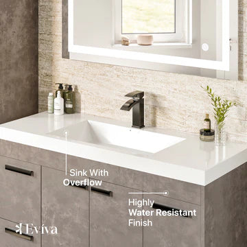 Lugano 48"W x 20"D Cement Gray Bathroom Vanity with White Acrylic Countertop and Integrated Sink EVVN1200-8-48CGR