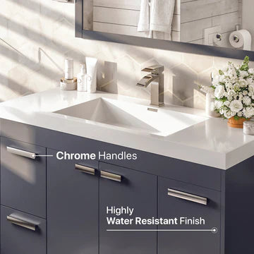 Lugano 42"W x 20"D Gray Bathroom Vanity with White Acrylic Countertop and Integrated Sink EVVN1000-8-42GR