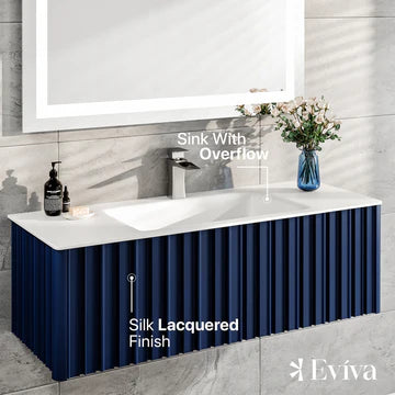 Dolce Vita 48"W x 20"D Blue Wall Mount Bathroom Vanity with White Solid Surface Countertop and Integrated Sink EVVN122-48BLU