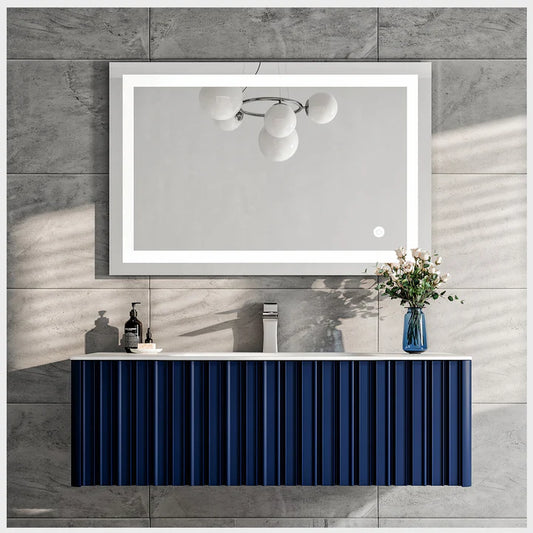 Dolce Vita 48"W x 20"D Blue Wall Mount Bathroom Vanity with White Solid Surface Countertop and Integrated Sink EVVN122-48BLU