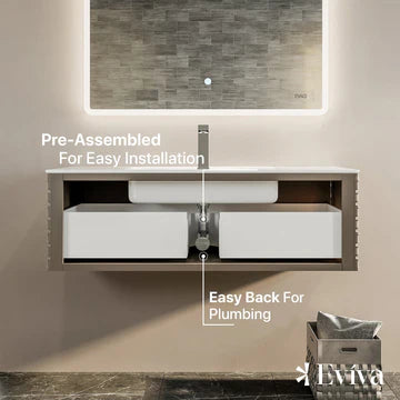 Dream 42"W x 20"D Smog Gray Wall Mount Bathroom Vanity with White Solid Surface Countertop and Integrated Sink EVVN124-42CGR