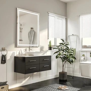 Wave 36"W x 22"D Espresso Wall Mount Bathroom Vanity with White Quartz Countertop and Vessel Porcelain Sink EVVN147-36ES