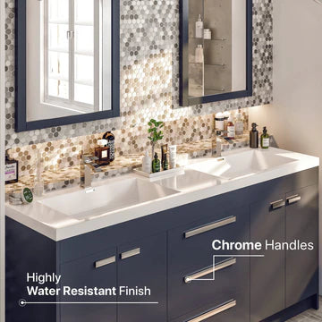 Lugano 60"W x 20"D Gray Double Sink Bathroom Vanity with White Acrylic Countertop and Integrated Sinks EVVN1500-8-60GR