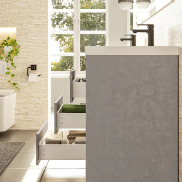 Lugano 84"W x 20"D Concrete Gray Double Sink Bathroom Vanity with White Acrylic Countertop and Integrated Sinks EVVN1900-8-84CGR