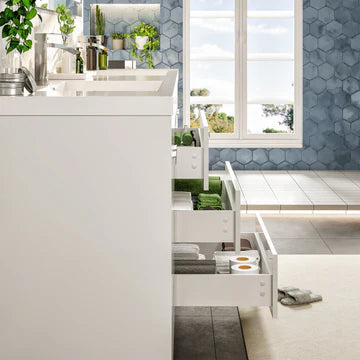 Lugano 84"W x 20"D White Double Sink Bathroom Vanity with White Acrylic Countertop and Integrated Sinks EVVN1900-8-84WH