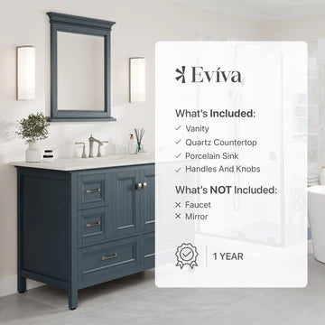 Britney 48"W x 22"D Ash Blue Bathroom Vanity with White Carrara Quartz Countertop and Undermount Porcelain Sink EVVN612-48AB-Q