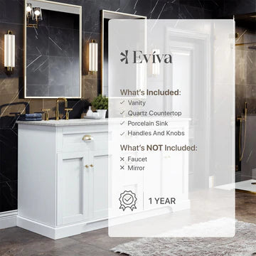 Epic 60"W x 22"D White Double Sink Bathroom Vanity with White Carrara Quartz Countertop and Undermount Porcelain Sinks EVVN666-60WH