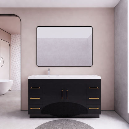 Eliza 60'' Freestanding Vanity With Left Single Sink Vanity-Eliza SKU: RYELSA60SLFS-GR | UPC: 616050824642