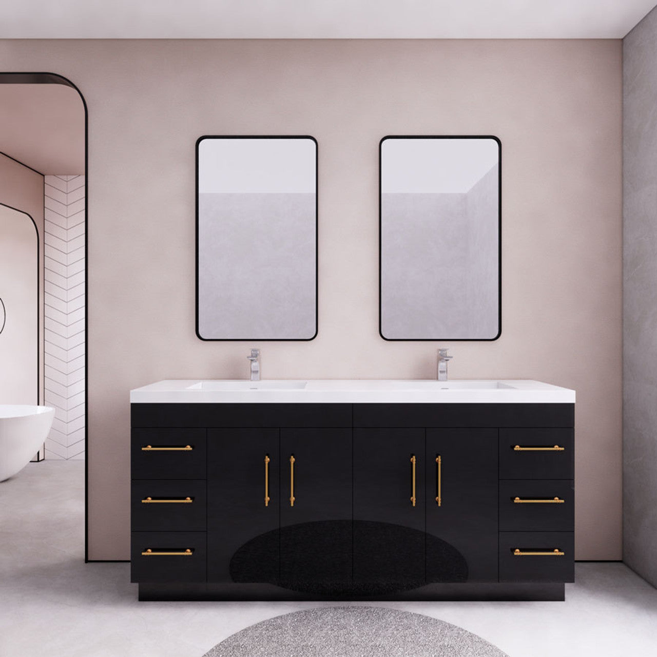 Eliza 72'' Freestanding Vanity With Double Sink Vanity-Eliza SKU: RYELSA72DFS-GR | UPC: 616050824734