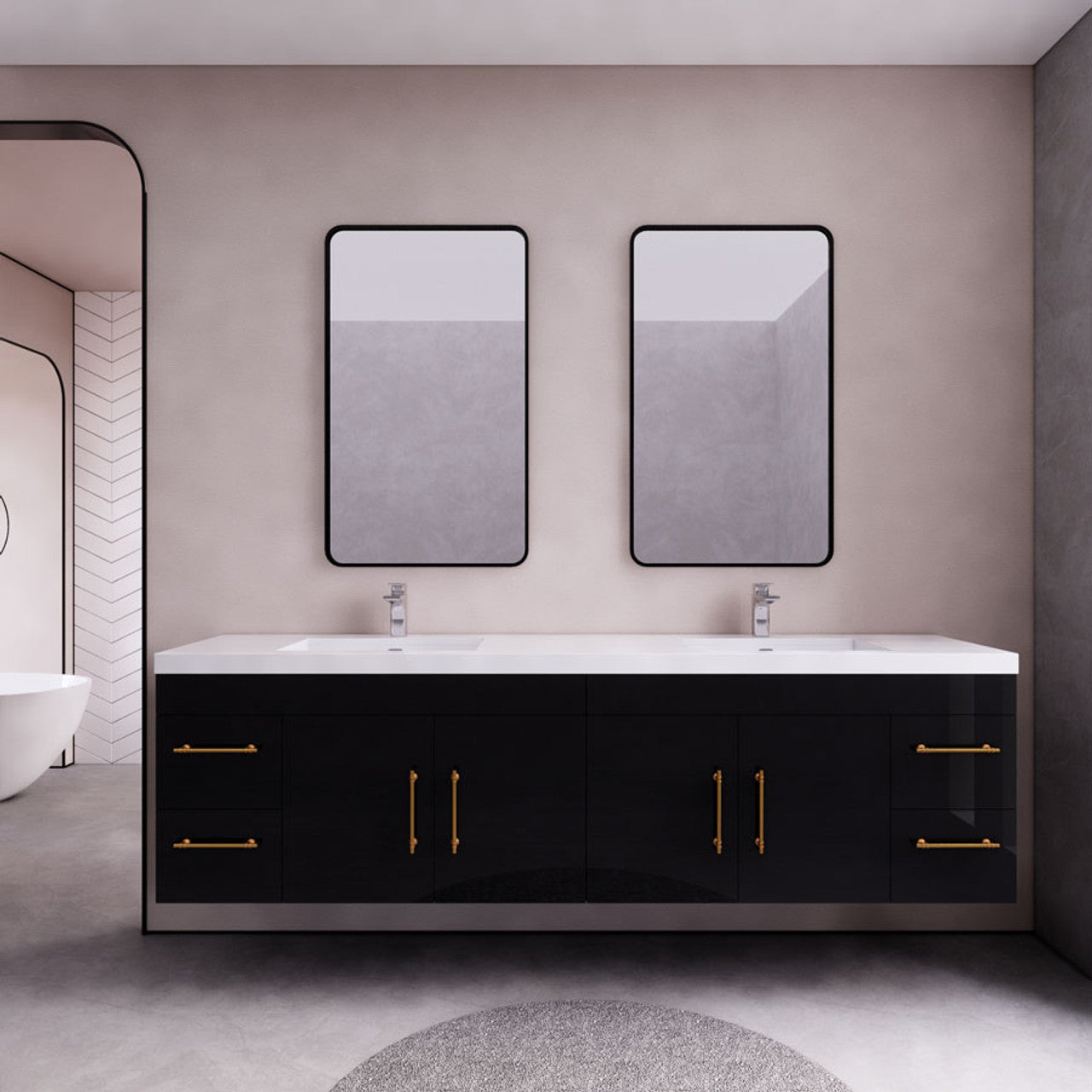 Eliza 84'' Wall Mounting Vanity With Double Sink Vanity-Eliza SKU: RYELSA84DWH-AV | UPC: 616050843490