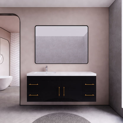 Eliza 60'' Wall Mounting Vanity With Left Single Sink Vanity-Eliza SKU: RYELSA60SLWH-GW | UPC: 616050825441