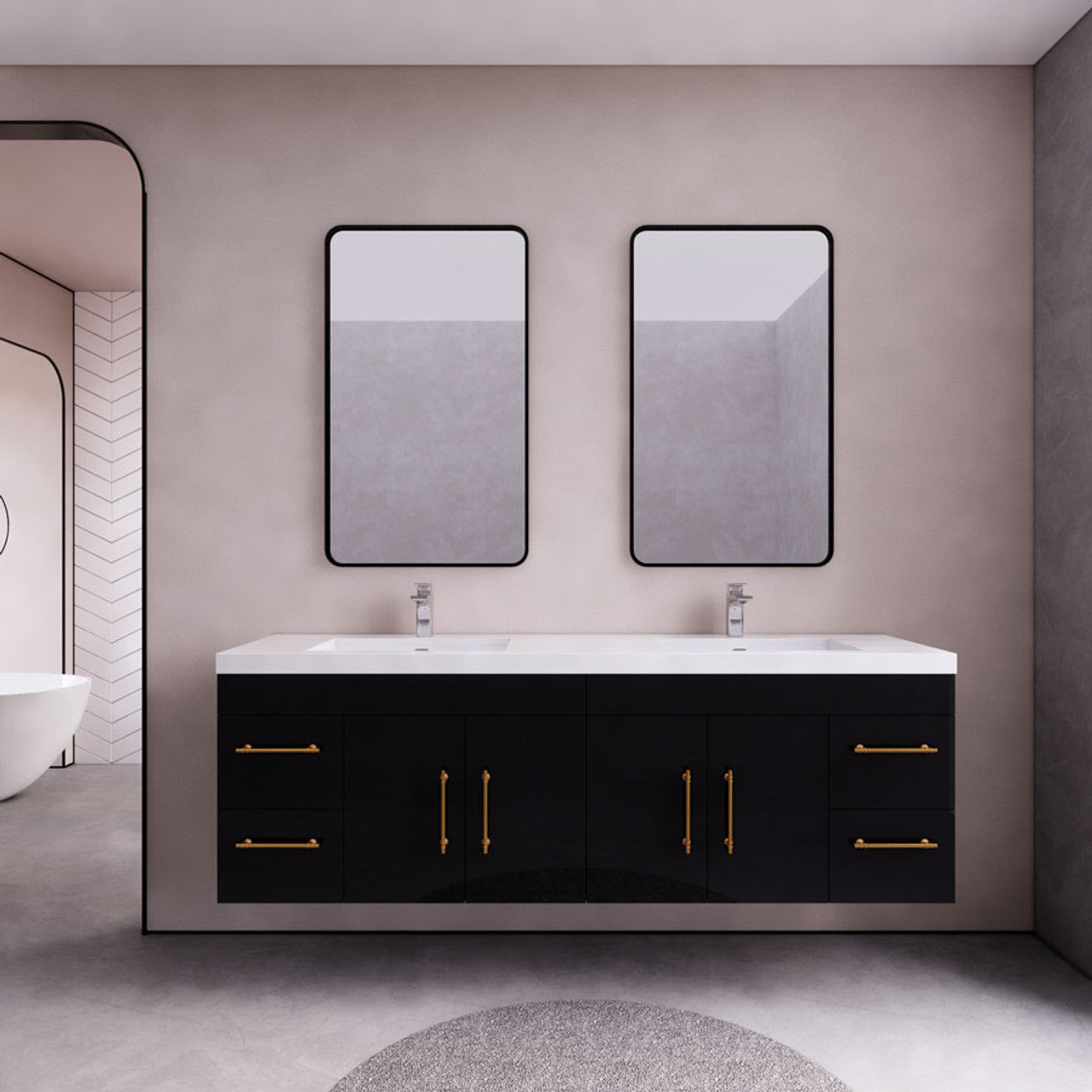 Eliza 72'' Wall Mounting Vanity With Double Sink Vanity-Eliza SKU: RYELSA72DWH-AV | UPC: 616050843476