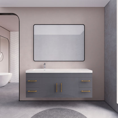 Eliza 60'' Wall Mounting Vanity With Left Single Sink Vanity-Eliza SKU: RYELSA60SLWH-WO | UPC: 616050843407