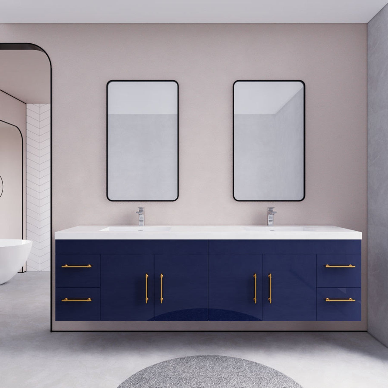 Eliza 84'' Wall Mounting Vanity With Double Sink Vanity-Eliza SKU: RYELSA84DWH-AV | UPC: 616050843490