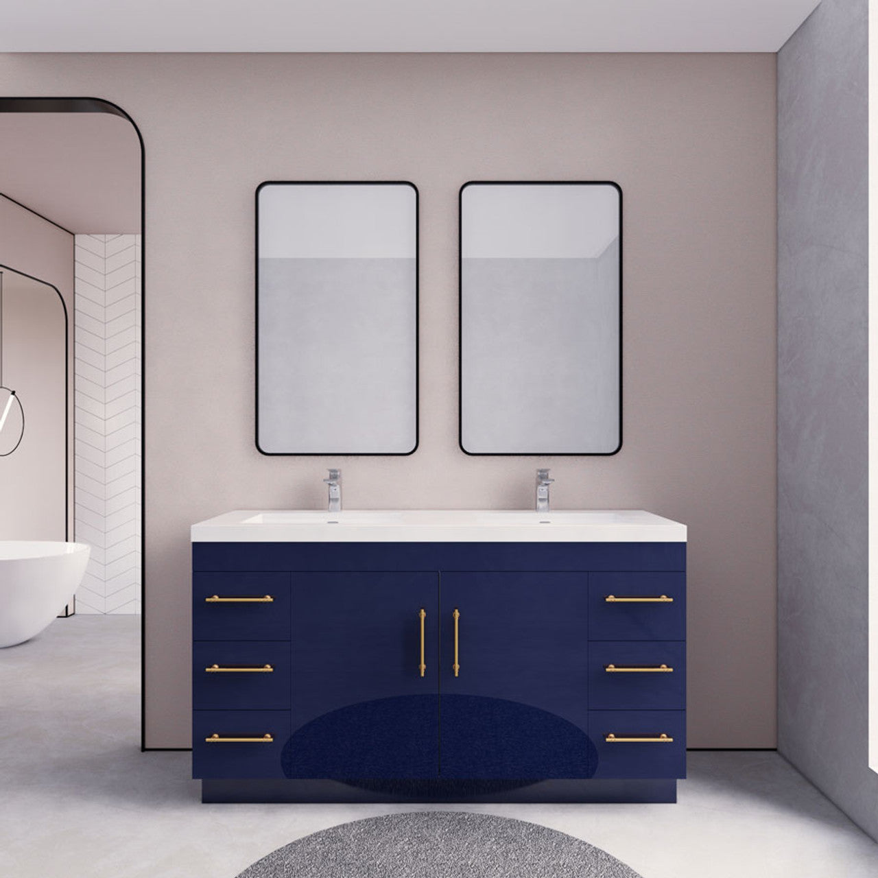 Eliza 60'' Freestanding Vanity With Double Sink Vanity-Eliza SKU: RYELSA60DFS-GR | UPC: 616050824703