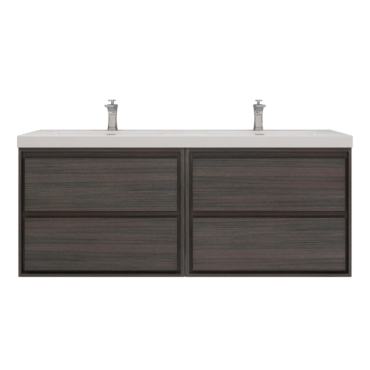 Subtle 60" (30''+30'') Double Sink Wall Mounted Modern Vanity Vanity-Subtle SKU: RYMOM60DD