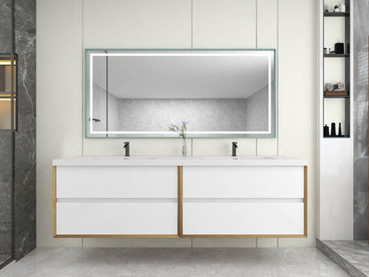 King 84" Wall Mounted Vanity with Reinforced Acrylic Double Sink Vanity-King SKU: BT005-84D