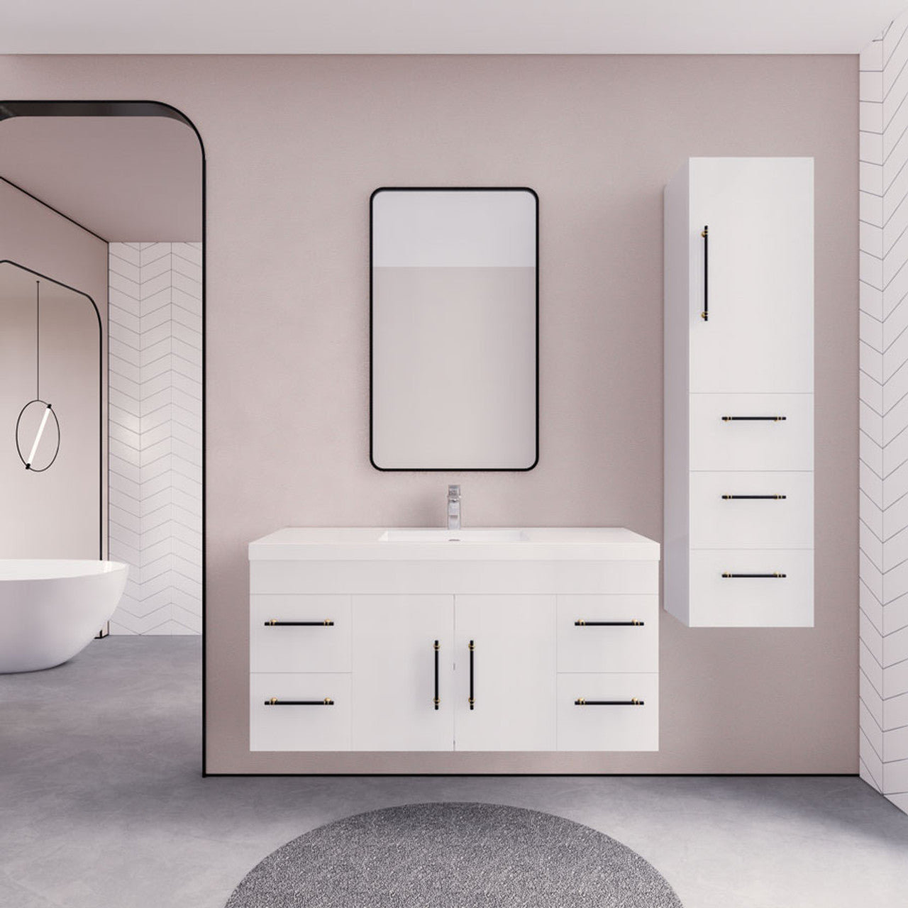 Eliza 48'' Wall Mounting Vanity With Single Sink Vanity-Eliza SKU: RYELSA48WH-AV | UPC: 616050843377