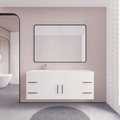 Eliza 60'' Wall Mounting Vanity With Left Single Sink Vanity-Eliza SKU: RYELSA60SLWH-WO | UPC: 616050843407