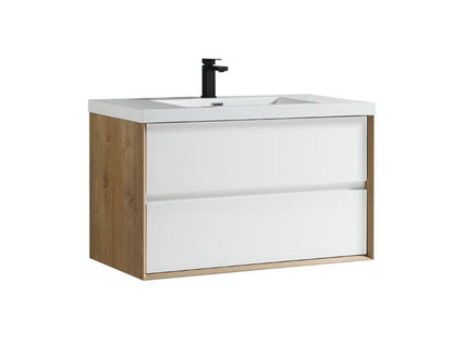 King 42" Wall Mounted Vanity with Reinforced Acrylic Sink Vanity-King SKU: BT005-42OAK