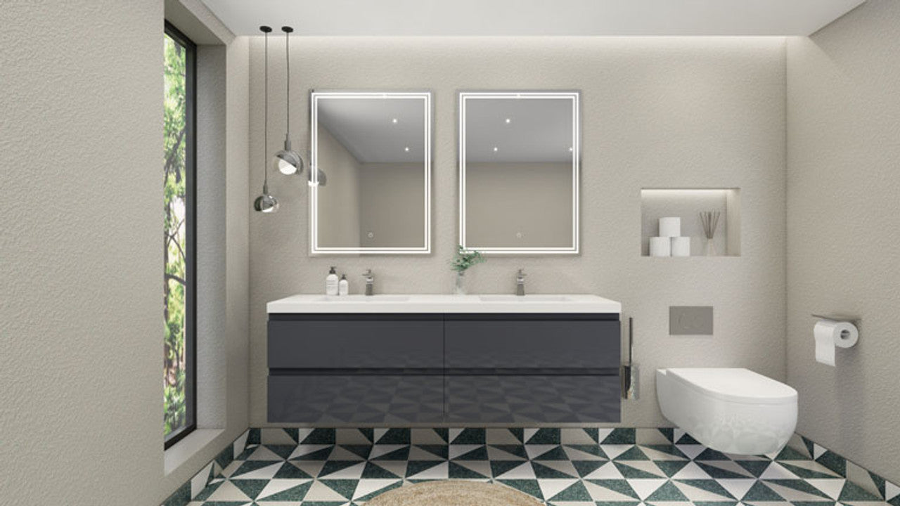 Robin 72" Wall Mounted With Reinforced Acrylic Double Sink Vanity-Robin SKU: MOH72D-EO | UPC: 652118163223