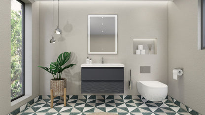 Robin 36" Wall Mounted With Reinforced Acrylic Sink Vanity-Robin SKU: MOH36-GW | UPC: 652118162806