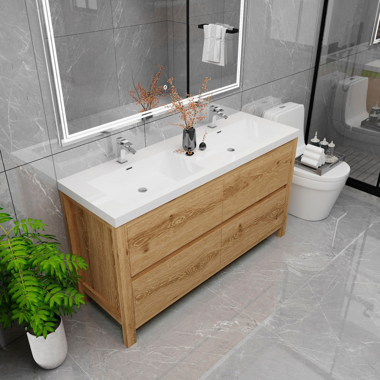 Louis 60" Modern Freestanding Vanity (Double Sink) Louis SKU: LOUIS 60DFS