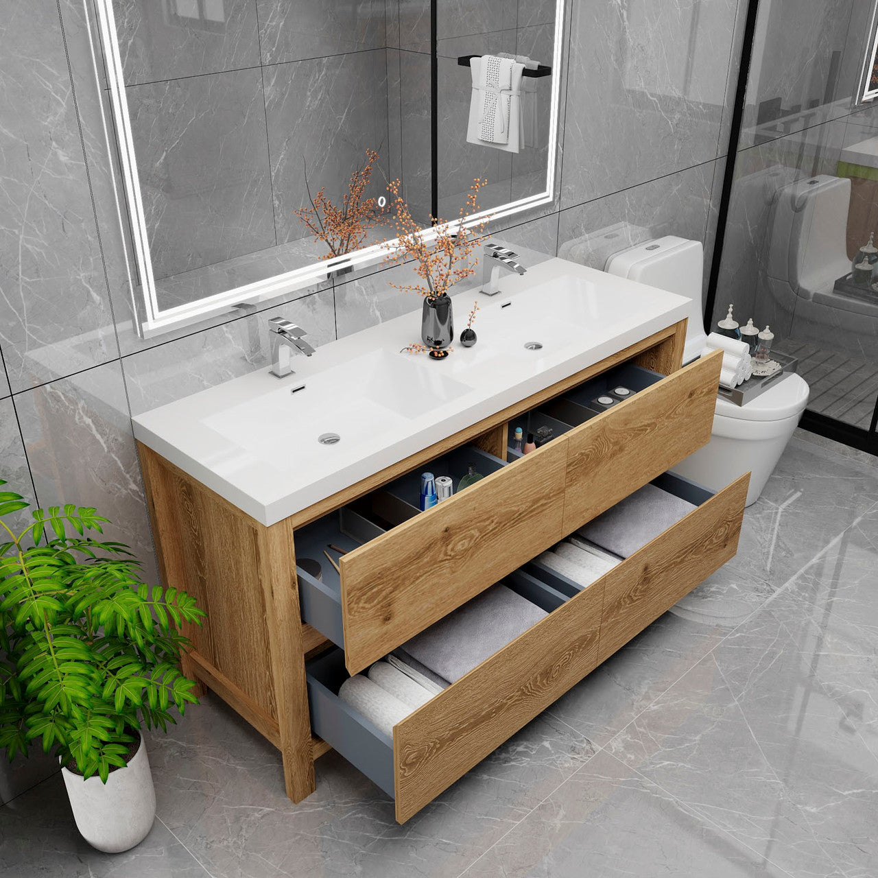 Louis 60" Modern Freestanding Vanity (Double Sink) Louis SKU: LOUIS 60DFS