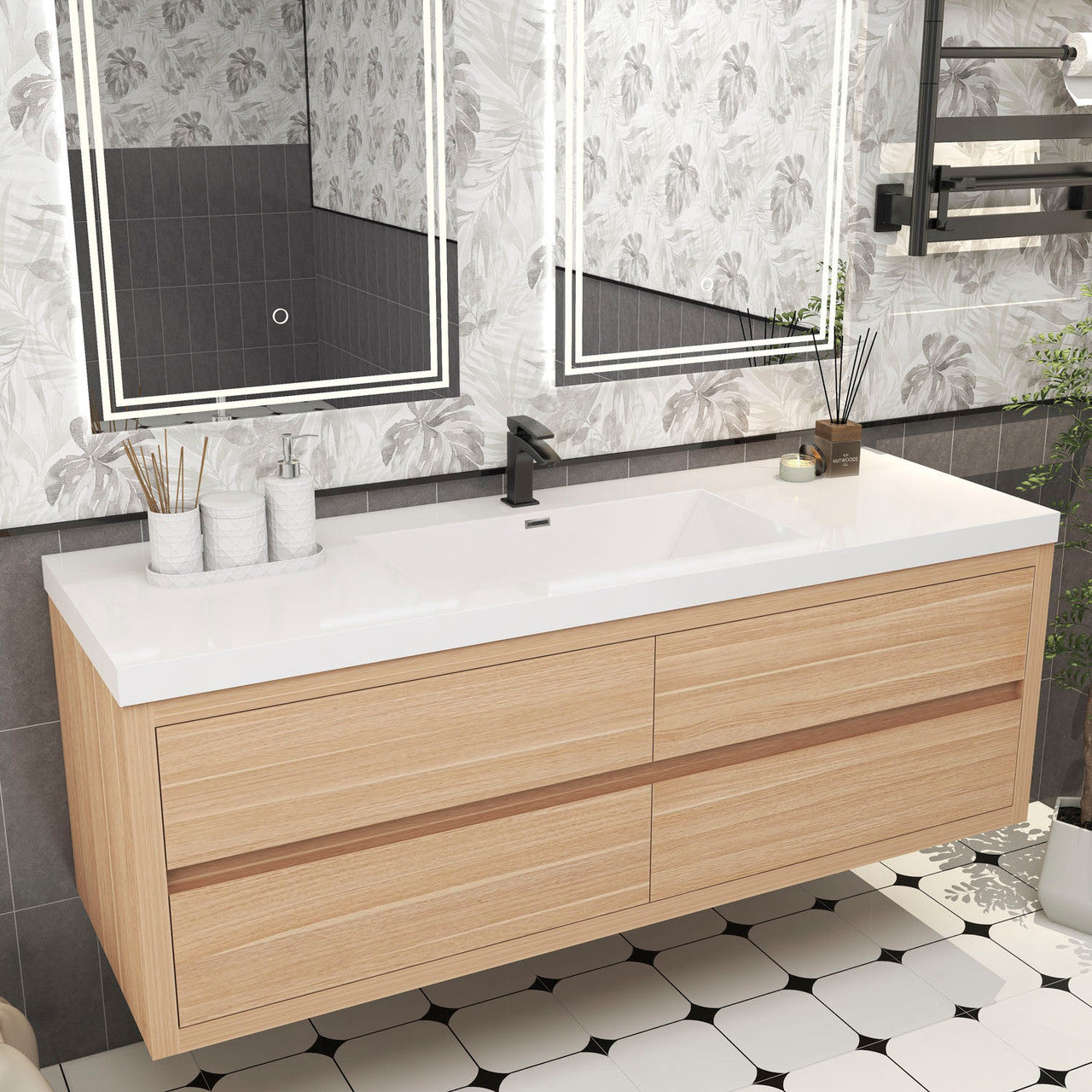 Louis 60" Modern Wall-mounted Vanity (Single Sink) Louis SKU: LOUIS 60SWM