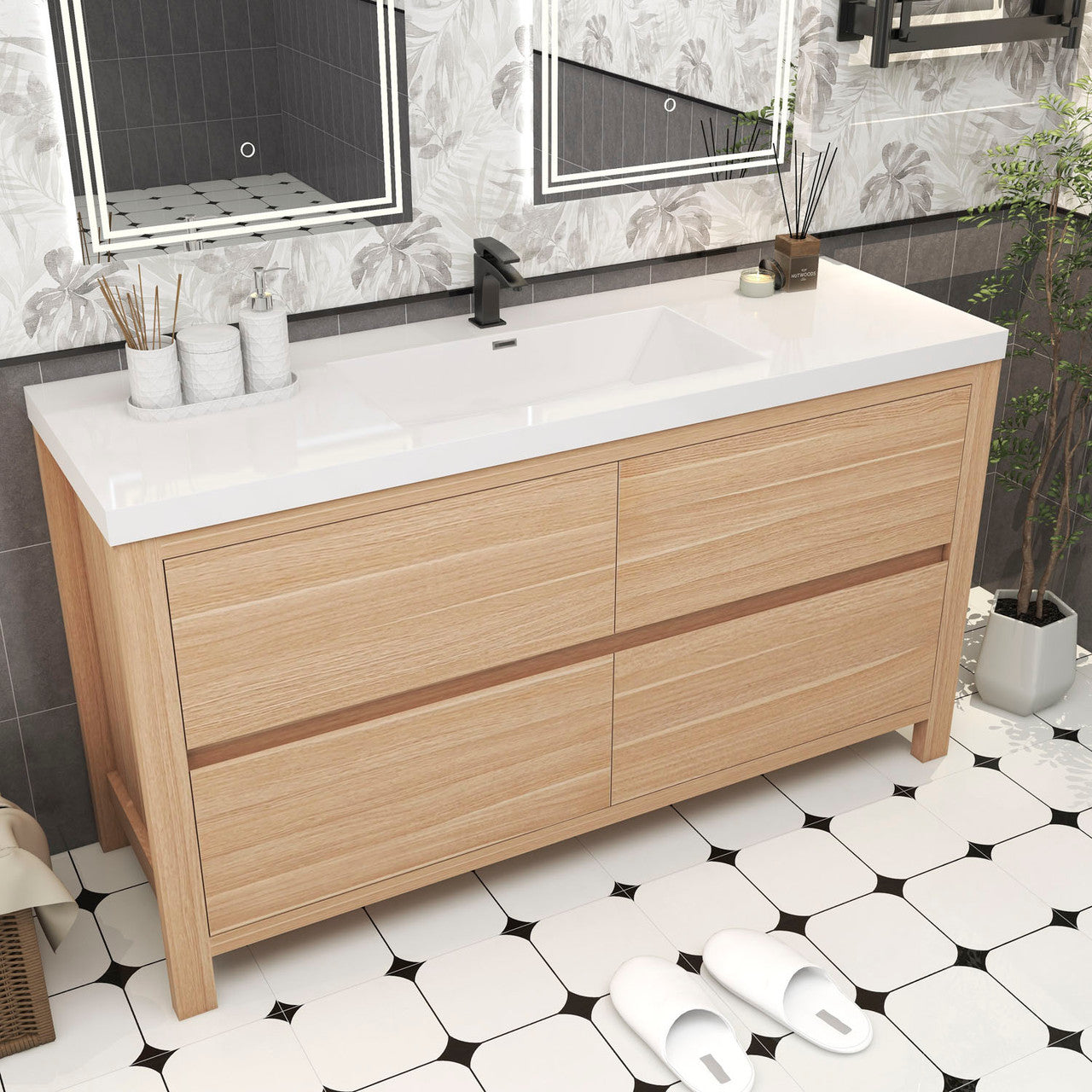 Louis 60" Modern Freestanding Vanity (Single Sink) Louis SKU: LOUIS 60SFS