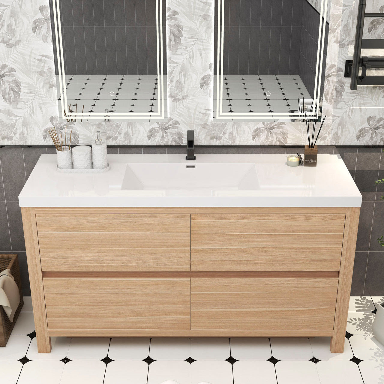 Louis 60" Modern Freestanding Vanity (Single Sink) Louis SKU: LOUIS 60SFS