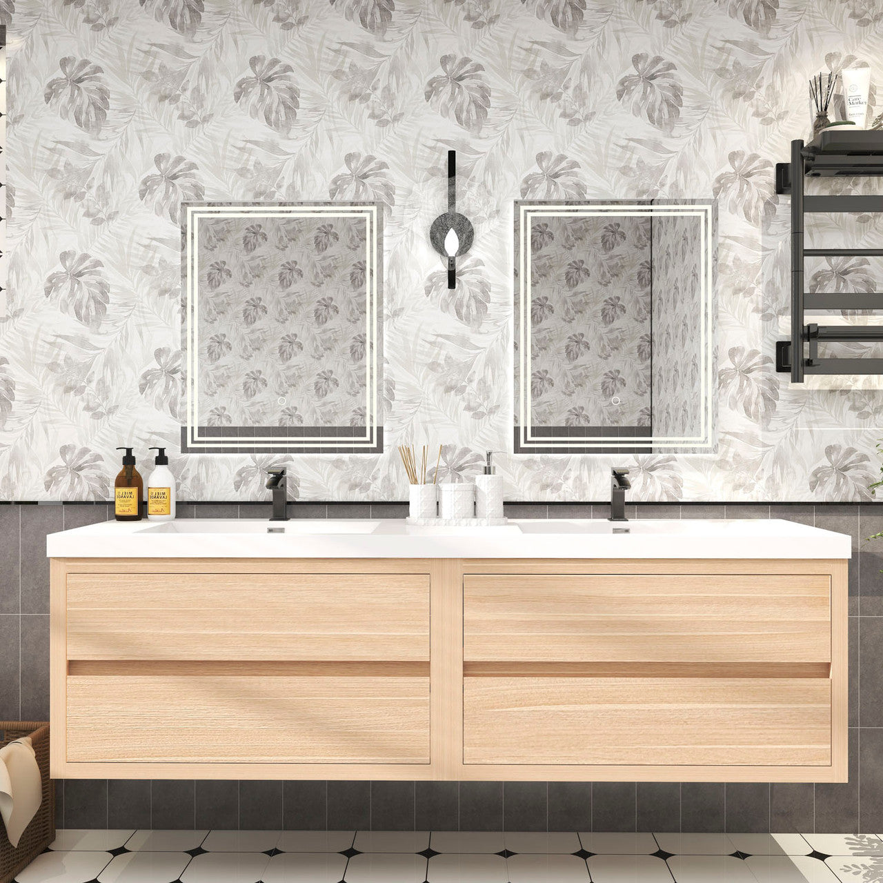 Louis 72" Modern Wall-mounted Vanity (Double Sink) Louis SKU: LOUIS 72DWM