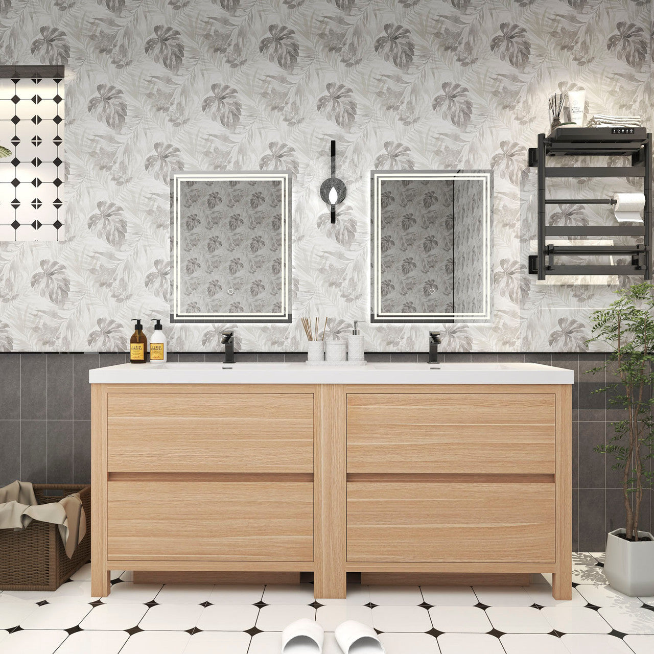 Louis 72" Modern Freestanding Vanity (Double Sink) Louis SKU: LOUIS 72DFS-YW