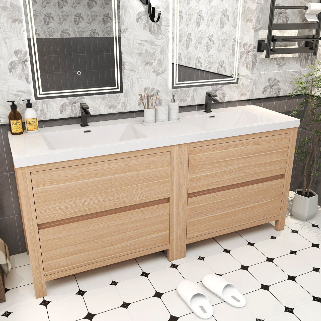 Louis 72" Modern Freestanding Vanity (Double Sink) Louis SKU: LOUIS 72DFS-YW