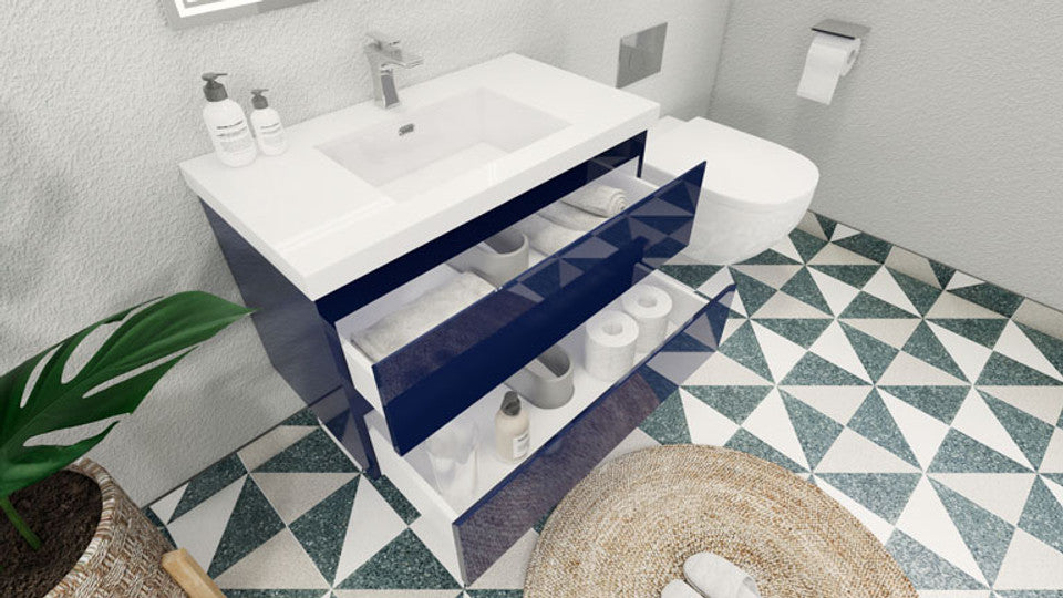 Robin 36" Wall Mounted With Reinforced Acrylic Sink Vanity-Robin SKU: MOH36-GW | UPC: 652118162806