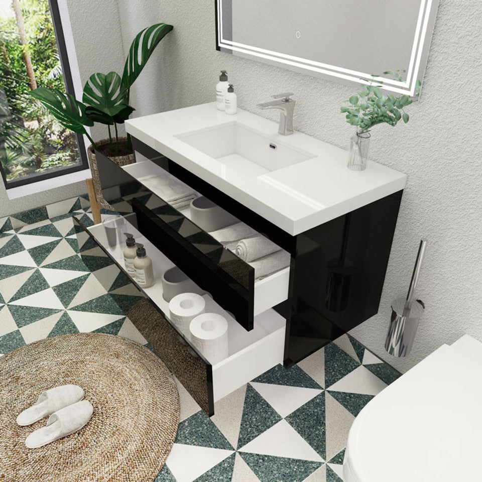 Robin 42" Wall Mounted With Reinforced Acrylic Sink Vanity-Robin SKU: MOH42-GW | UPC: 652118162912