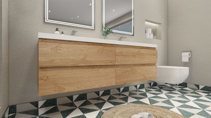 Robin 72" Wall Mounted With Reinforced Acrylic Double Sink Vanity-Robin SKU: MOH72D-EO | UPC: 652118163223