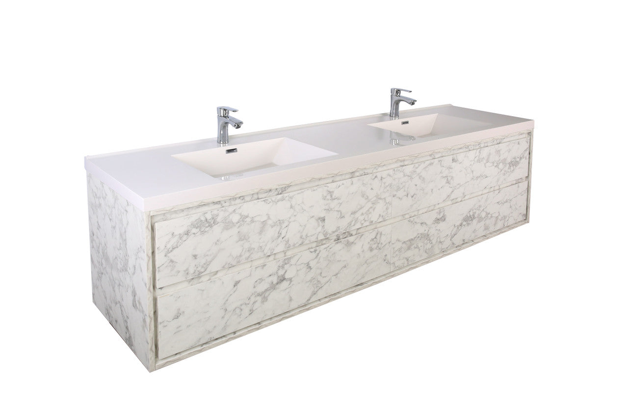 Subtle 84" Double Sink Wall Mounted Modern Vanity Vanity-Subtle SKU: RYMOM84D