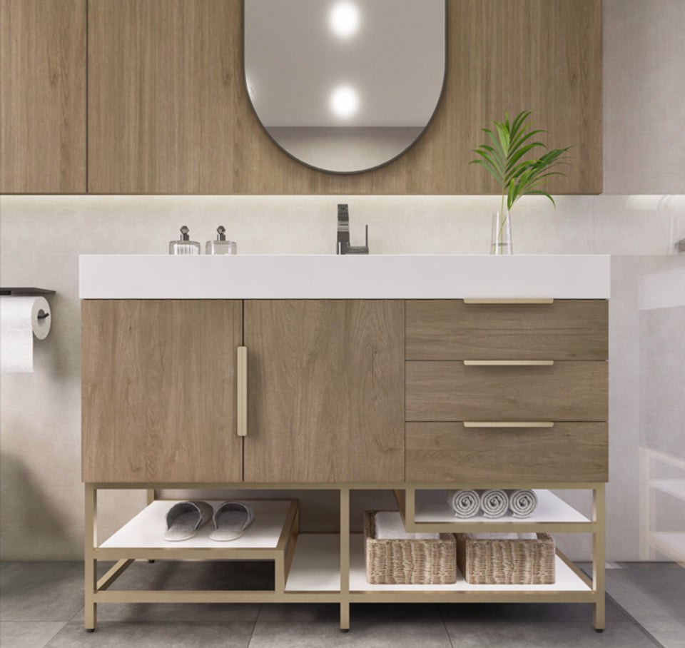 Noble 48" Free Standing Vanity with Reinforced Acrylic Sink Noble SKU: NBT001-48FS | UPC: 616050850559