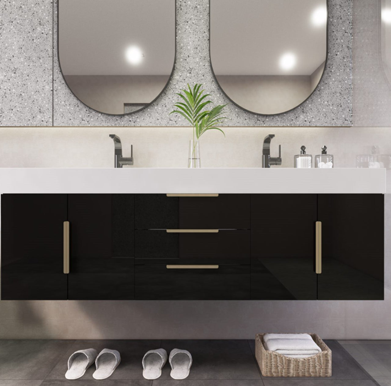 Noble 60" Wall-Mount Vanity with Reinforced Acrylic Double Sink Noble SKU: NBT001-60DWH | UPC: 651281860885