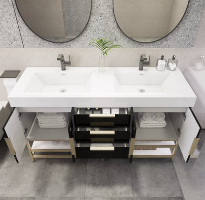 Noble 60" Free Standing Vanity with Reinforced Acrylic Double Sink Noble SKU: NBT001-60DFS | UPC: 616050850580