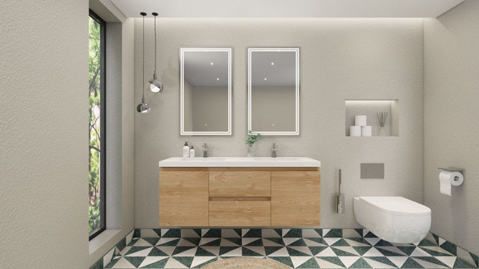 Robin 60" Wall Mounted With Reinforced Acrylic Double Sinks Vanity-Robin SKU: MOH60D-NB