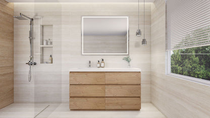 Aron 60" Freestanding with Reinforced Acrylic Left Sink Vanity-Aron SKU: MBA60SL-CG