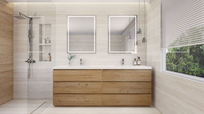 Aron 84" Freestanding with Reinforced Acrylic Double Sink Vanity-Aron SKU: MBA84D-AV